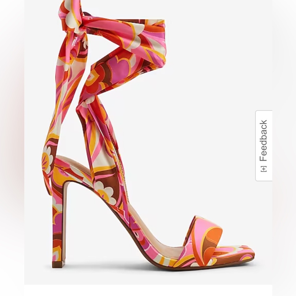 Express Floral Printed Lace Up Heeled Sandals